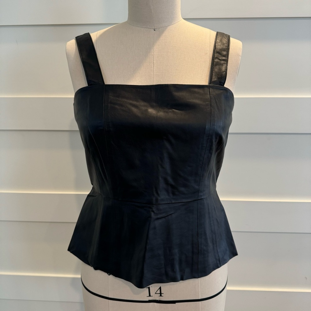 Leather corset tank with exposed zipper